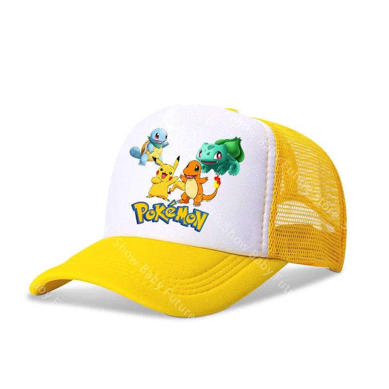 Two Sizes Kawaii Baseball Caps for Adult Cartoon Pokemons Pikachus Outdoor Breathable Mesh Hat Cute Anime Adjustable Sunbonnet