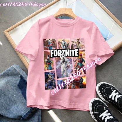 Fortnites Series Summer-børnetøj, hot game T-shirt til drenge og piger, tegneserieprint, kortærmede toppe til børn, sjove fødselsdagsgaver