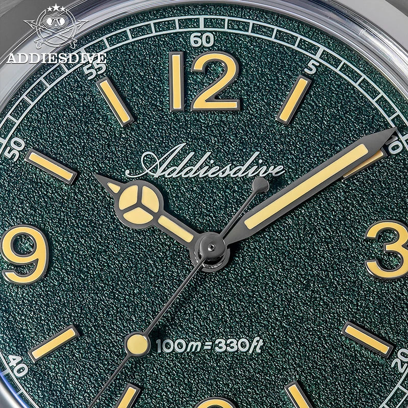 ADDIESDIVE 36mm Bestseller-Herrenuhr AD2518 mit gewölbtem Spiegelglas, 316L-Edelstahl, Herrenuhr, 100m wasserdichte Quarzuhr