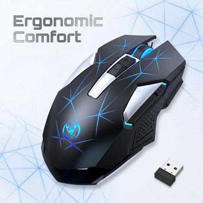 Wireless Gaming Mouse 2.4G Colorful Breathing Light Instant Response No Tangled Cables Work with Gaming Switch