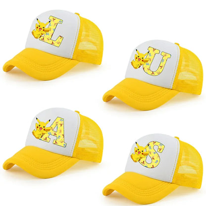 Pokemon Pikachu Baseball Cap Cartoon Anime Popular Letters Print Kids Hat Summer Athleisure Adjustable Parent-child Hats Gift