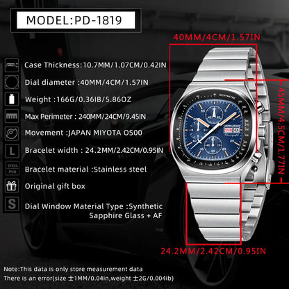 PAGANI DESIGN Men's Chronograph Watch Japan Miyota OS00 Movement Speed Tester Sapphire Waterproof Quartz Watch Reloj Hombre