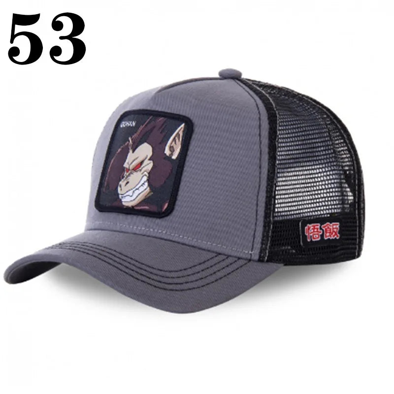 Casquette de baseball imprimée à l'effigie d'un personnage de l'anime Dragon Ball pour hommes et femmes – Casquette hip-hop – Casquette en maille pour camionneur – Protection solaire d'été pour les activités en plein air