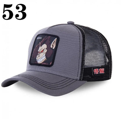 Casquette de baseball imprimée à l'effigie d'un personnage de l'anime Dragon Ball pour hommes et femmes – Casquette hip-hop – Casquette en maille pour camionneur – Protection solaire d'été pour les activités en plein air