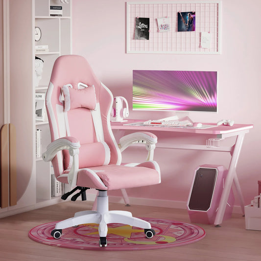 Ergonomic Racing Gaming Chair with Lumbar Support, Adjustable Headrest, Reclining Computer Chair, Height Adjustable Office Gaming Chair