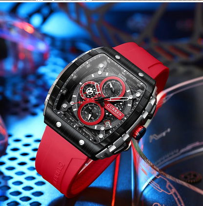 CURREN Men’s Luxury Square Quartz Chronograph Watch Waterproof, Luminous Dial & Date Display