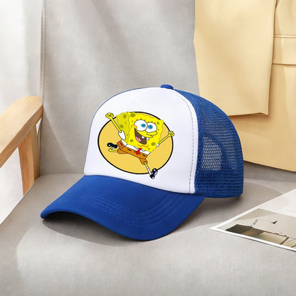 Cute SpongeBobs Baseball Cap Movie Cartoon Round Role Boy Girl Kids Adult Sport Casual Sunshade Adjustable Anime Peaked Mesh Hat