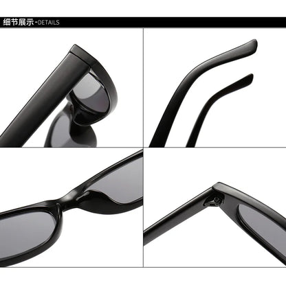 Popular Small Narrow Cat Eye Sunglasses Women Men's Luxury Brand Black Red Sun Glasses Retro Tiny Rectangle Candy Shades
