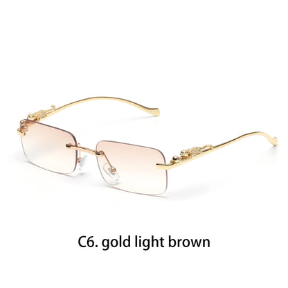 Ruiao rimless sunglasses UV400 fashion square metal glasses for men women designer man's brand sun glasses shades for outdoor