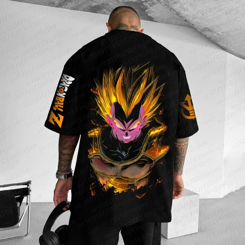 2026 Summer Dragon Ball 100% Cotton Printed T-shirt Men's New Anime Printed Comfortable and Breathable Plus Size Casual Loose