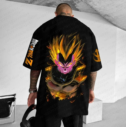 2026 Summer Dragon Ball 100% Cotton Printed T-shirt Men's New Anime Printed Comfortable and Breathable Plus Size Casual Loose