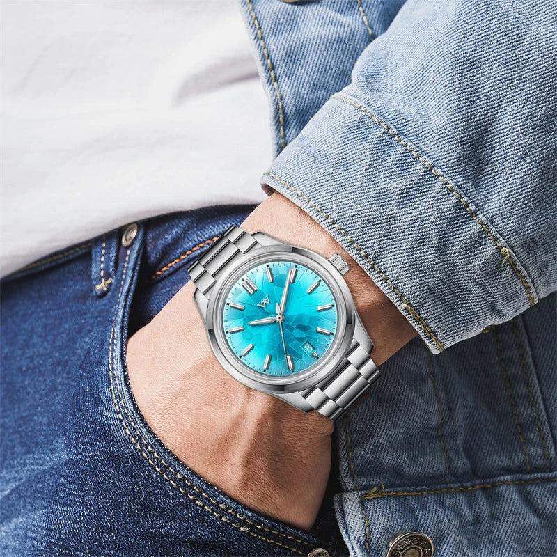 WM Watch Automatic Mechanical Watch NH35 Glacier Series 100M Waterproof AR Coated Sapphire Welly Merck Watches For Man WM226