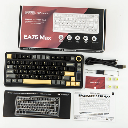 EPOMAKER X AULA EA75 MAX 75% ANSI US Layout Hot-Swap Gasket Wired/BT/2.4GHz Wireless Mechanical Keyboard with Screen & Knob