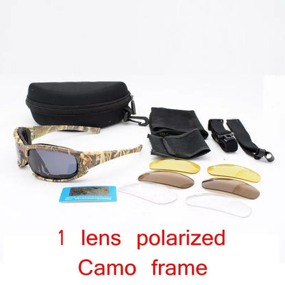 Polarized Tactical Glasses 4 Lens Kit Outdoor Hiking Cycling Fishing UV400 Sunglasses Hunting Shooting Airsoft Paintball Goggles