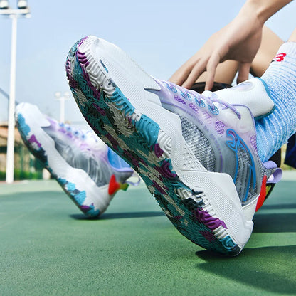 Chaussures de basket-ball unisexes, chaussures d'entraînement de compétition en plein air en maille tendance, bottes de basket-ball plates antidérapantes à rebond pour hommes