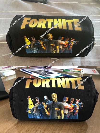 Голям ученически несесер Fortnited с голям капацитет, калъф за моливи, детска играчка, чанта за химикалки, ученически пособия, несесер за канцеларски материали, геймърски подаръци за момчета