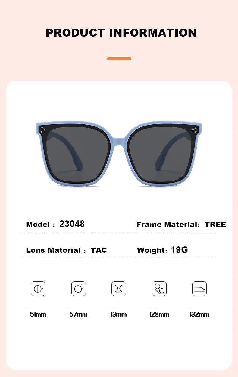 Children's Sunglasses Large Frame Fashionable Sunshade Anti-ultraviolet Silicone Polarized Children's Glasses 23048 23048