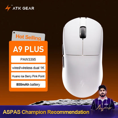 ATK Dragonfly A9 Ultra bežični gaming miš PAW3950 ultra lagan, tromodalni, ergonomski e-sports miš za igrače FPS igara A9 SE Plus