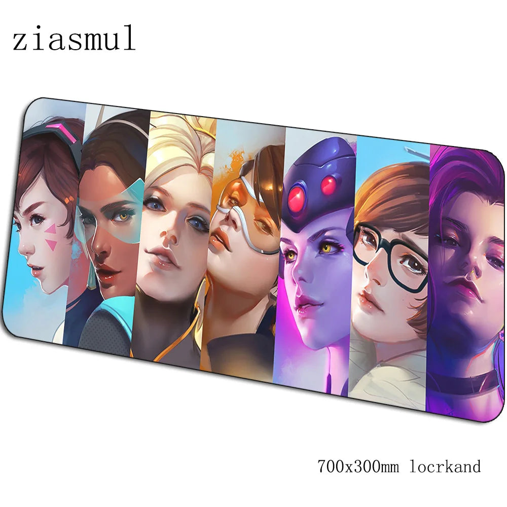 Overwatch pelės kilimėlis, animacinio stiliaus kompiuterio kilimėlis 700x300x3mm, didelis žaidimų pelės kilimėlis, Indie Pop klaviatūros kilimėlis PC žaidėjų stalui