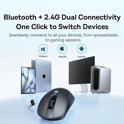 【NAUJIENA】Baseus EM2 ergonominė belaidė pelė, Bluetooth 5.3, 2.4G, Type-C įkrovimas, itin lengva tyli pelė su pritaikomu mygtuku