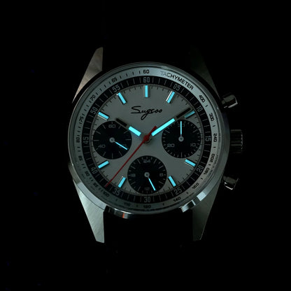 Sugess Mens Watch 38mm Chronograph Mechanical Wristwatches Tianjin Gooseneck Movement Sapphire Crystal Roulette Dial S465 new