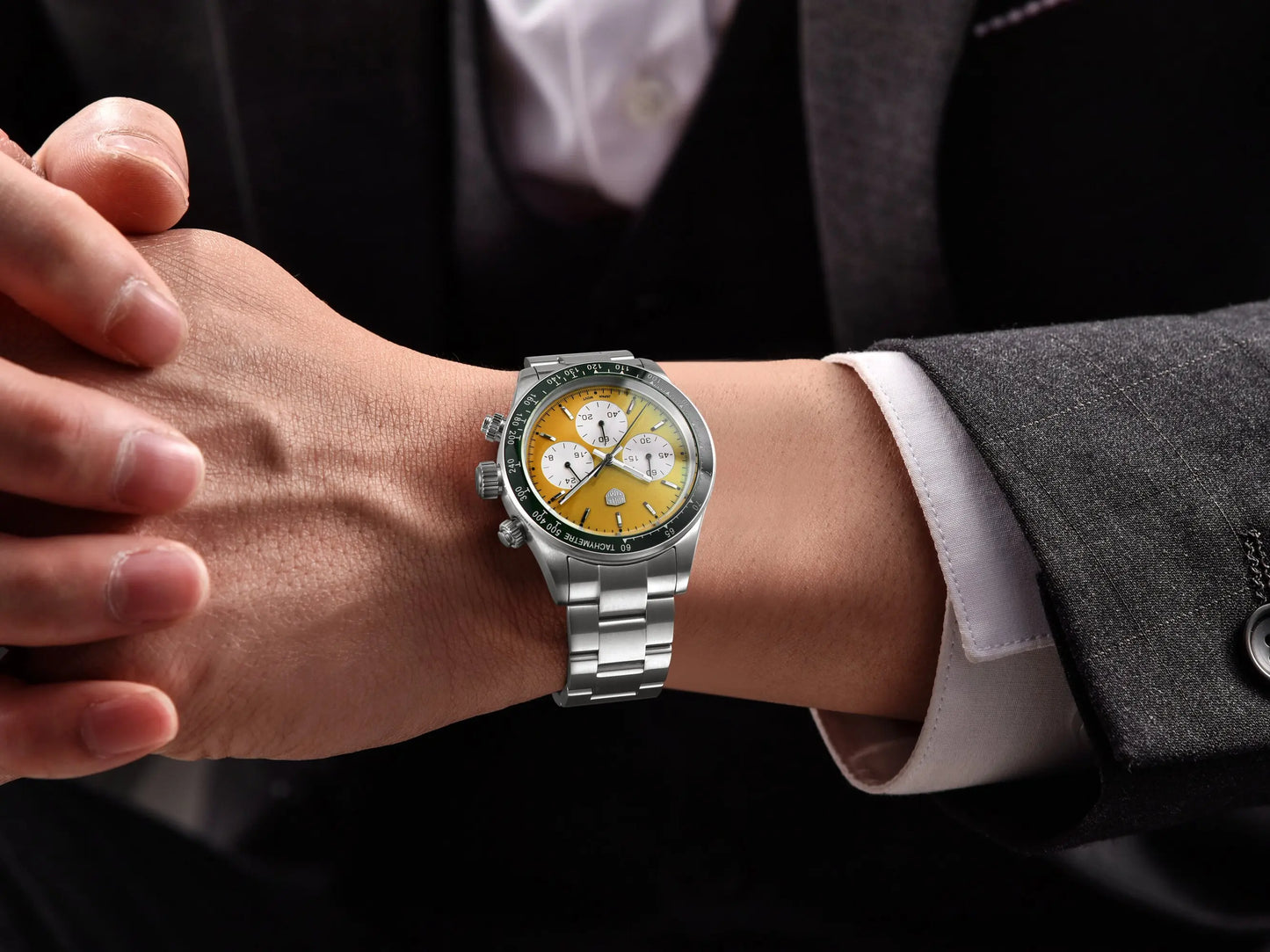 Rossitimi Casual Elegance Men Quartz Watch Light Luxury Premium Stainless Steel Sapphire Small Three-Pin Luminous Diving Watch