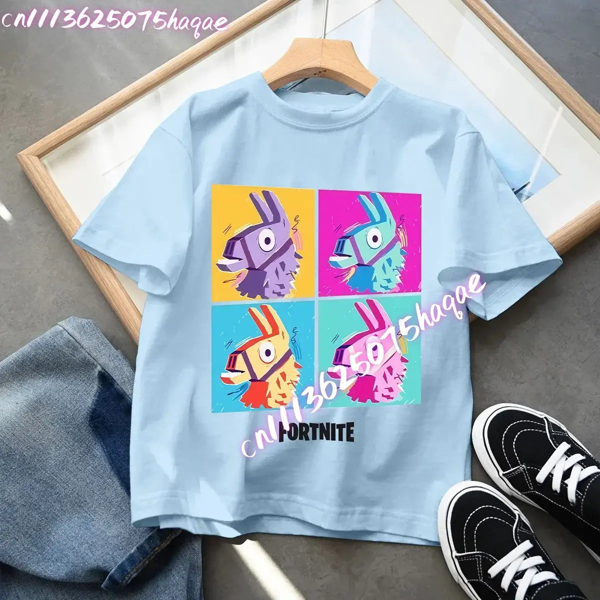 Fortnites Kids Blue Cotton T Shirt Fortress Night Baby Short Sleeve Tees Shirt Cartoon Boy Girl Summer Clothes Kawaii Tops Gift