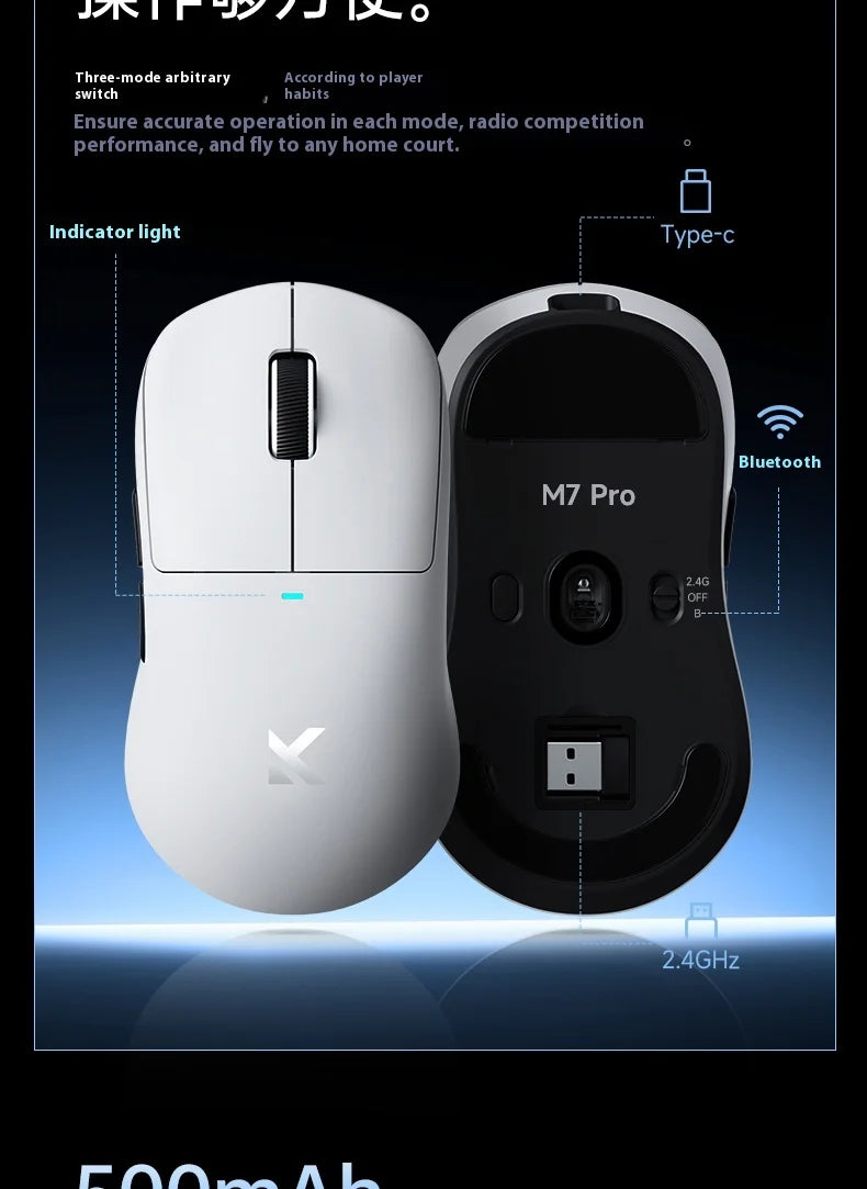MCHOSE M7 Ultra Ergonomic Gaming Mouse PAW3950 Super Sensor TOPSPEED 8000Hz Polling Rate Lightweight Design Realtek Master Mice