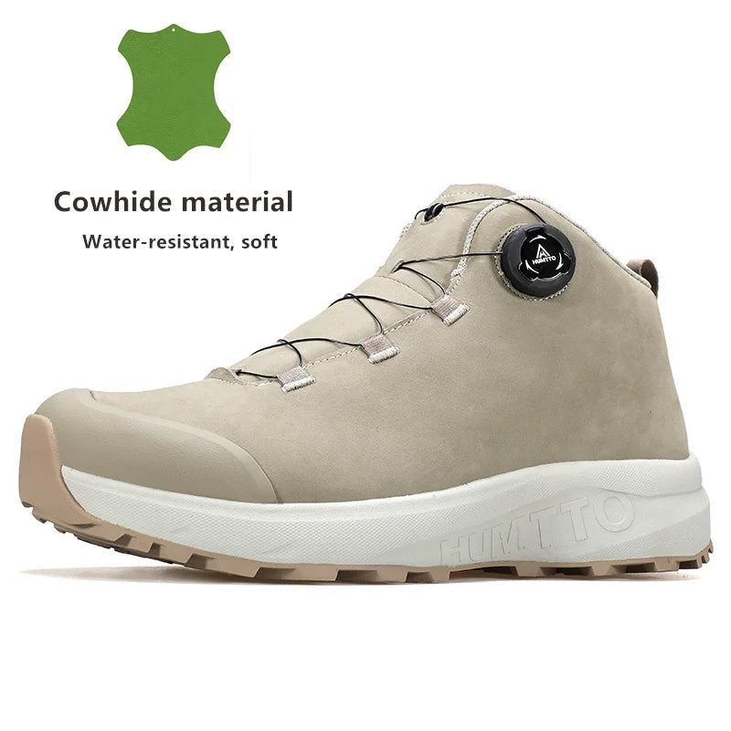 HUMTTO Leather Shoes for Men Winter Camping Outdoor Men's Sports Shoes Breathable Trekking Boots Man Non-slip Hiking Sneakers