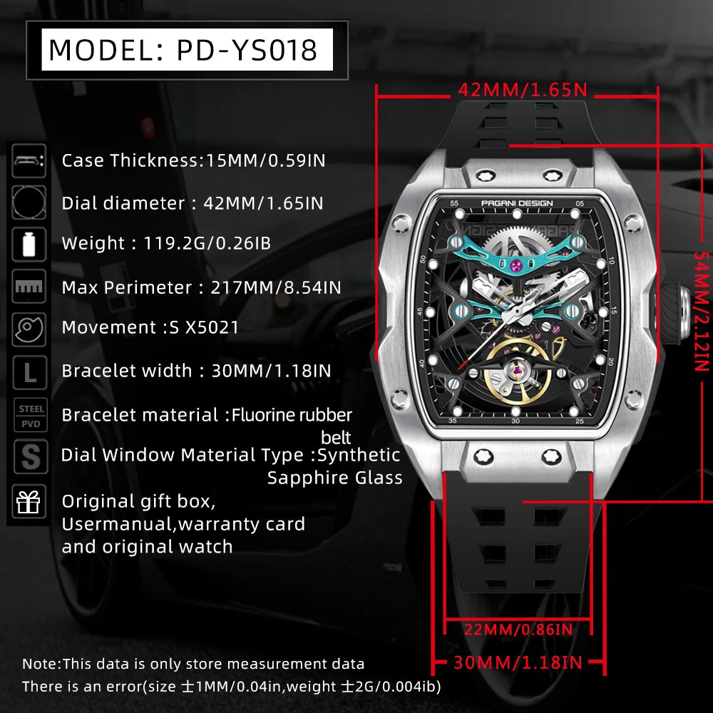 2026 Pagani Design new men's watch 50 meter waterproof stainless steel case luminous dial fashionable men's mechanical watch
