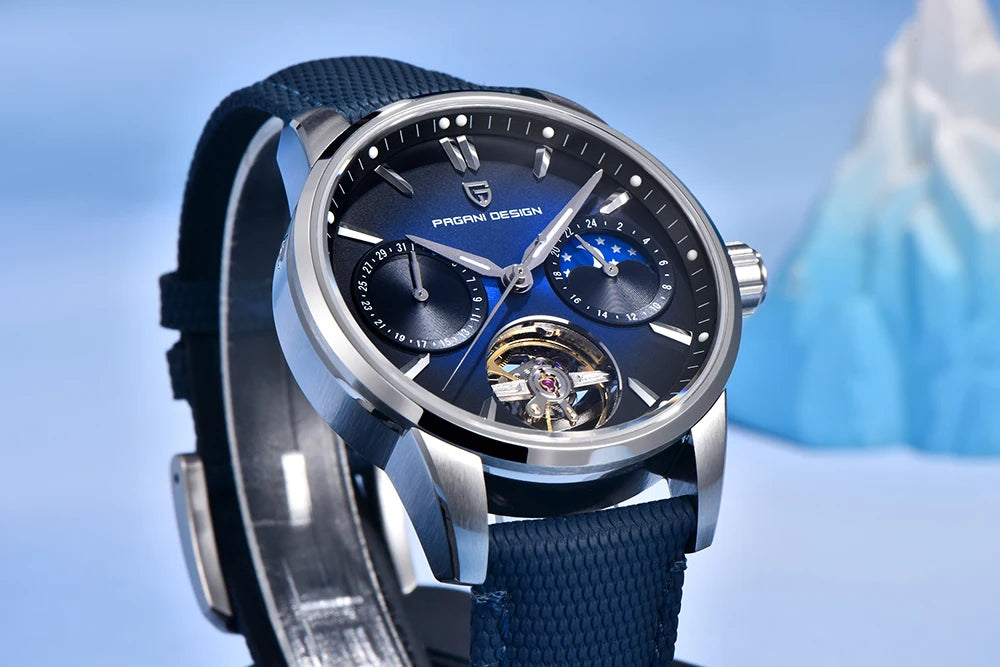 PAGANI DESIGN 41mm Men’s Luxury Mechanical Watch  Sapphire Crystal, Leather Strap & Waterproof