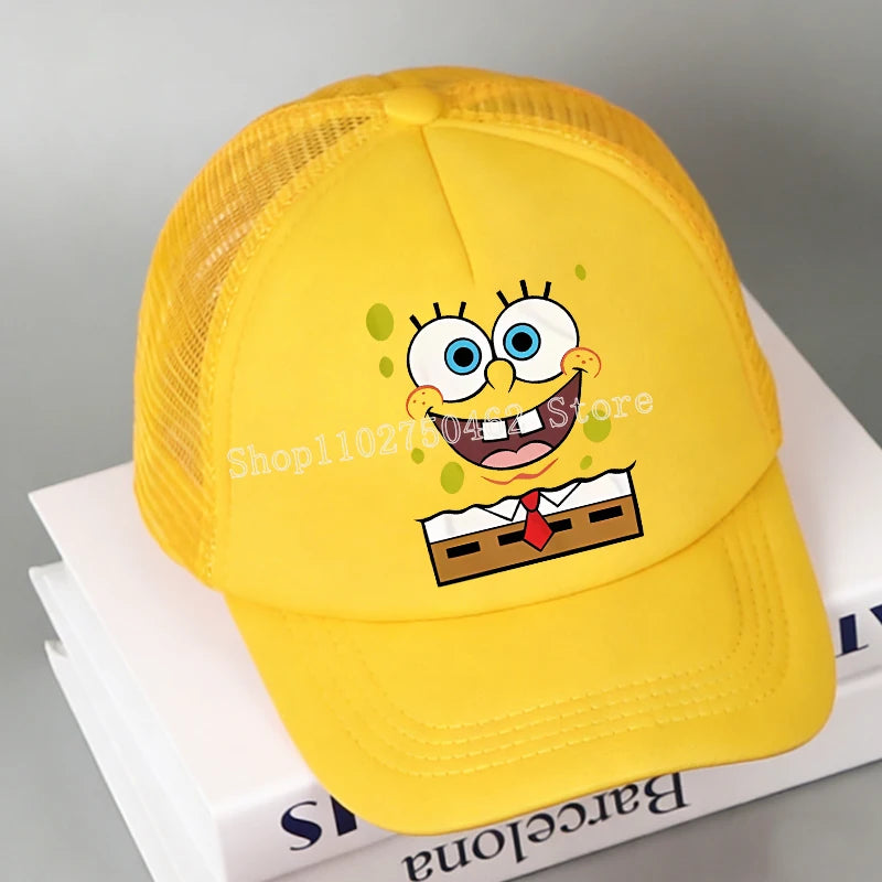 SpongeBobs Baseball Cap Kids Adult Kawaii Expression Sun Hat Summer Breathable Mesh Sunbonnet Outdoor Sports Headgear Gift New