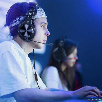 Oneodio – casque gaming de jeu filaire 3.5mm sur l'oreille avec Microphone détachable pour PC, ordinateur, PS4, Xbox ecouteurs avec fil gamer