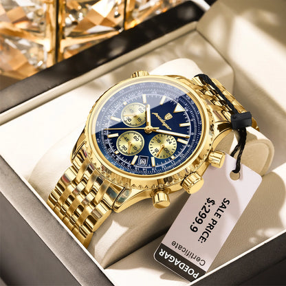 POEDAGAR Fashion Military Men's Watches Waterproof Luminous Date Chronograph Man Watch Stainless Steel Luxury Quartz Male Clock