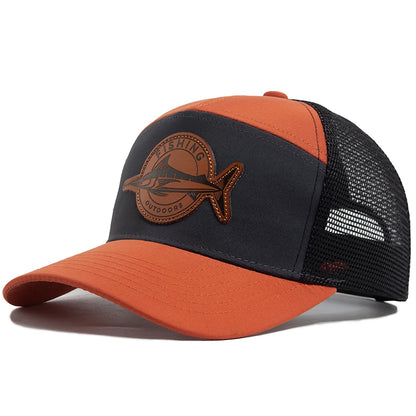 Shark Leather Label férfi baseball sapka, alkalmi, 7 panelos stílusú trucker sapka, divatos hiphop hálós sapka, nyári női napellenzős sapka, unisex