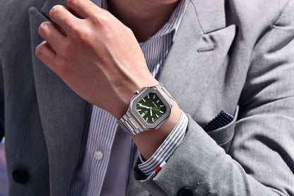 Nuovo orologio di lusso quadrato PAGANI DESIGN 2026 da uomo al quarzo, vetro zaffiro AR, movimento giapponese, luminoso, in acciaio 316L all steel