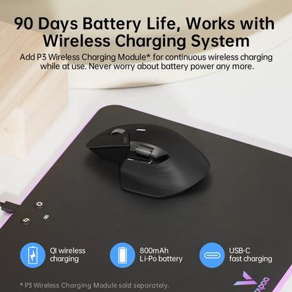 Mysz bezprzewodowa Rapoo MT760L/MT760M Multi-mode, akumulatorowa, ergonomiczna, 4000 DPI, obsługa do 4 urządzeń, mysz Bluetooth