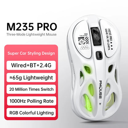 Mouse gaming RGB tri-mode wireless 2.4G, design gol și ușor, cu iluminare Chroma, cu fir și Bluetooth, controller mouse e-sports