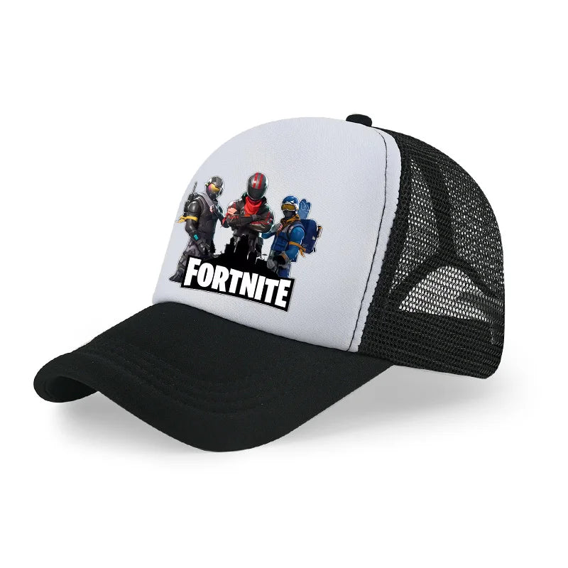 Boné de Basebol Fortnite com Estampa Cartoon do Jogo para Crianças, Boné de Verão em Malha Respirável, Boné Ajustável com Pala, Presente de Aniversário para Crianças