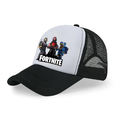 Boné de Basebol Fortnite com Estampa Cartoon do Jogo para Crianças, Boné de Verão em Malha Respirável, Boné Ajustável com Pala, Presente de Aniversário para Crianças