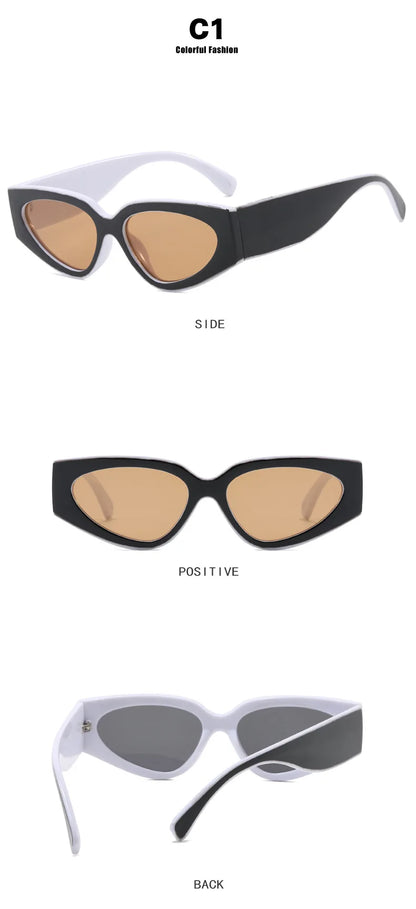 Black White Cat Eye Sunglasses for Women Trendy Vintage Thick Frame Sun Glasses 2025 Classic Shades ladies Goggle