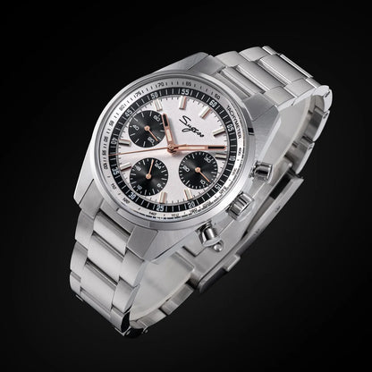 Sugess Mens Watch 38mm Chronograph Mechanical Wristwatches Tianjin Gooseneck Movement Sapphire Crystal Roulette Dial S465 new
