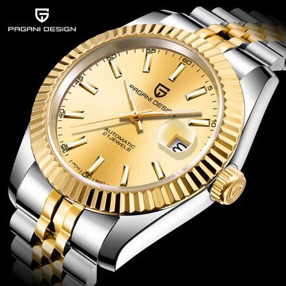 Relojes PAGANI DESIGN 2026 nuevos de lujo en oro y plata, relojes mecánicos para hombre, acero inoxidable, cristal de zafiro, reloj automático