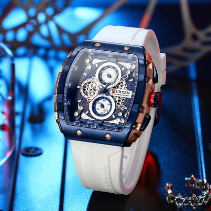 CURREN Men’s Luxury Square Quartz Chronograph Watch Waterproof, Luminous Dial & Date Display