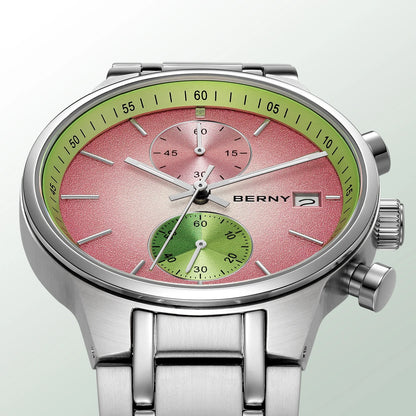 BERNY Watches for Men Fashion Casual Multi-function Chronograph Quartz Men's Watch Luminous Date Colorful Sports Wristwatch