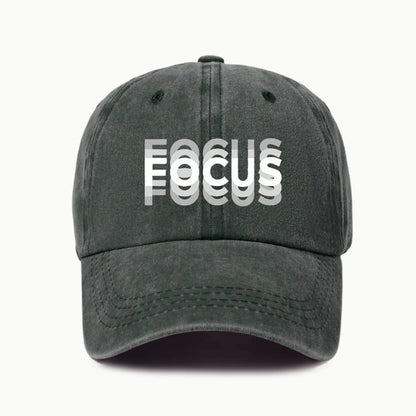 FOCUS Print Cap Washed Cotton Adjustable Classic Style Baseball Cap, Sports Duckbill Hat for Men and Women