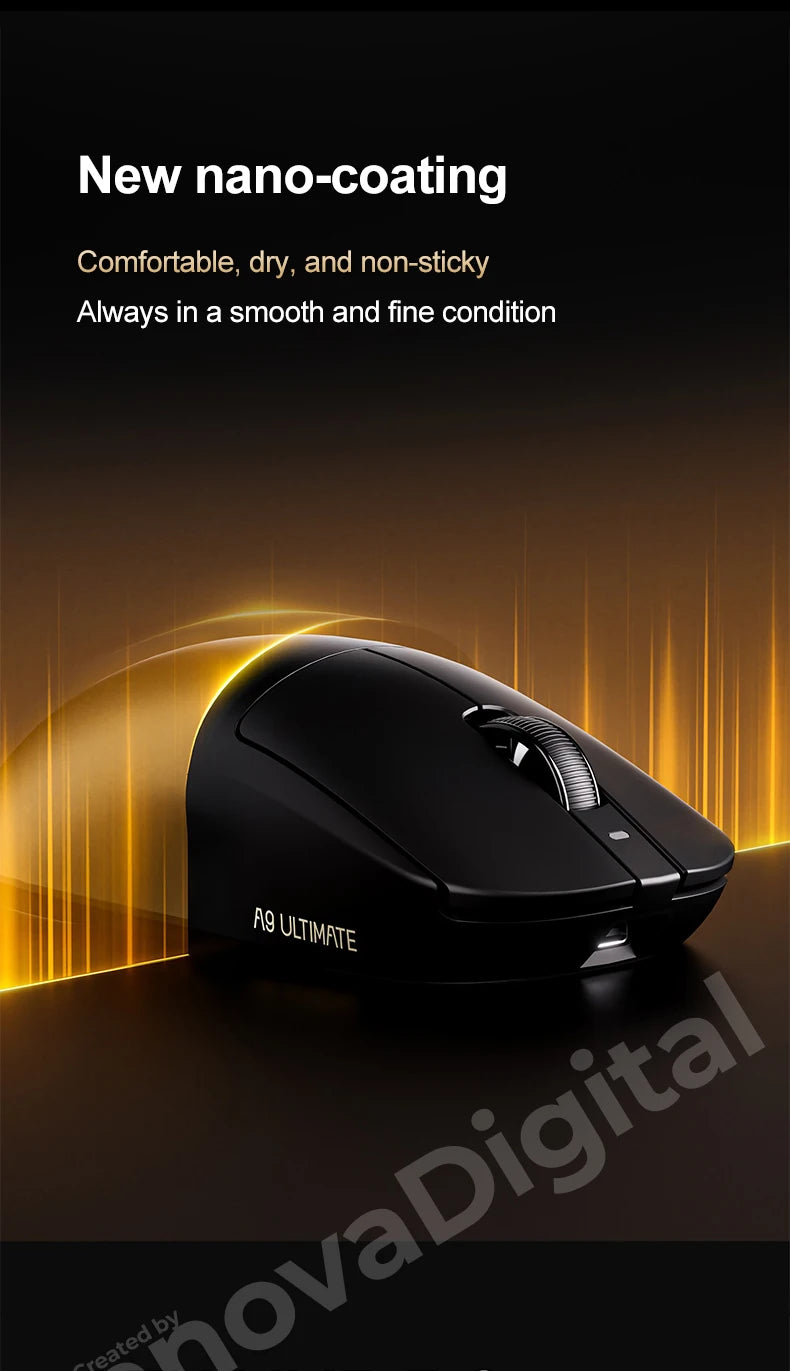 ATK Dragonfly A9 Ultimate belaidė žaidimų pelė A9 Air PAW3950, itin lengva ergonomiška e. sporto FPS žaidėjų pelė CSGO A9 Ultra