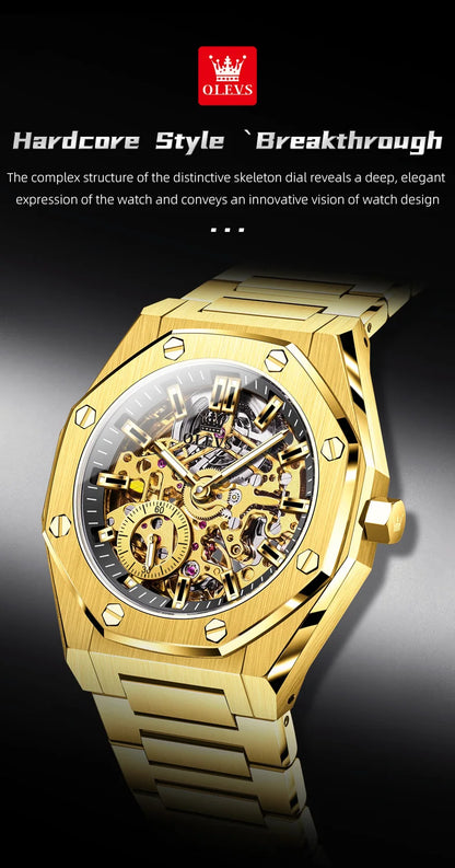 OLEVS 6669 Fully hollow men's watch luxury automatic mechanical watch men's 30M waterproof Man Wristwatches