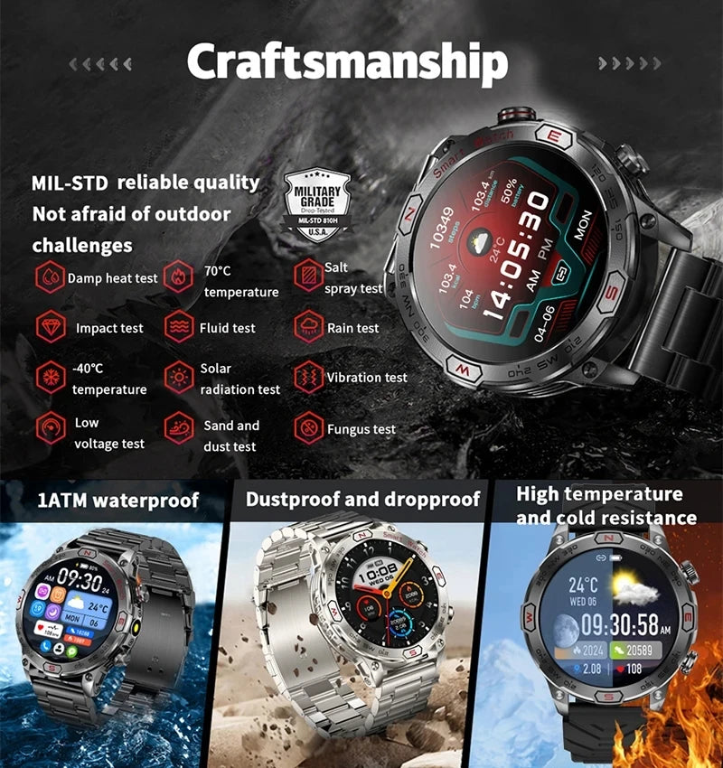 Men's Fashion Outdoor Sport GPS Smart Watch with AMOLED HD Screen, Heart Rate Monitor, and Waterproof Features