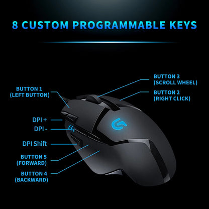Logitech (G) G402 herní myš drátová myš pro e-sport mechanická myš s programovatelnými makry pro CSGO, PUBG a kompetitivní hraní